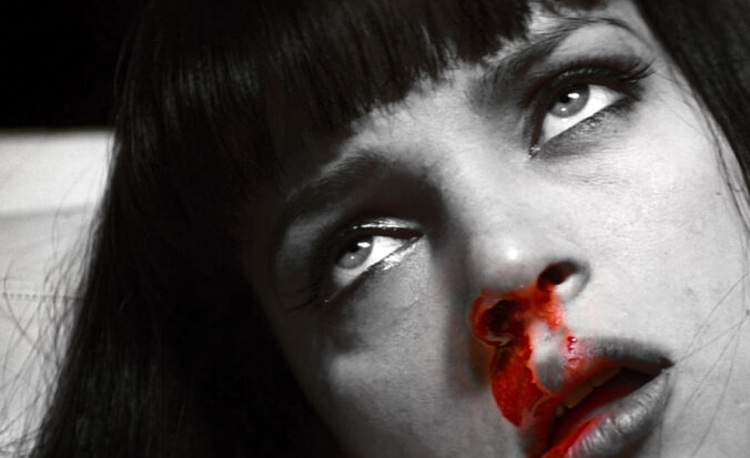 a girl with a nosebleed