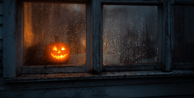a jack o' lantern at night
