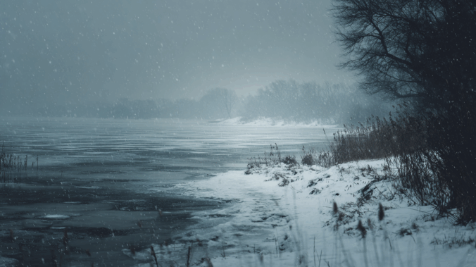 a frozen lake